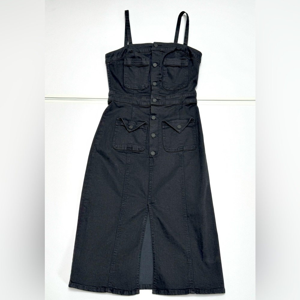MOTHER Strapless Black Stretch Denim Dress